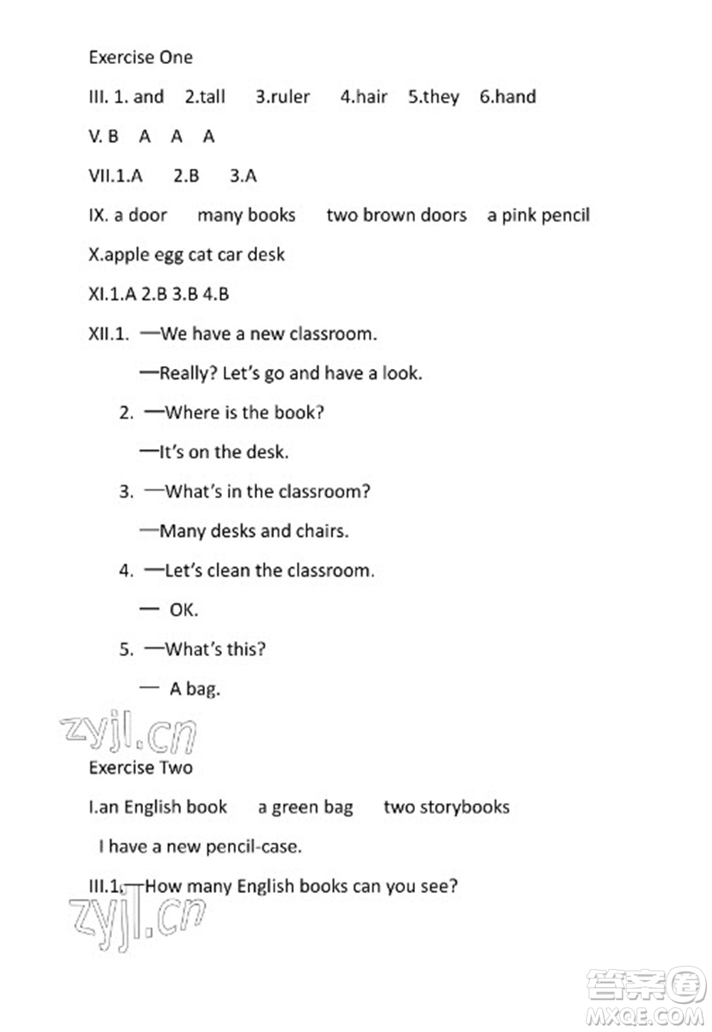 湖北教育出版社2023長江作業(yè)本寒假作業(yè)四年級英語人教版參考答案