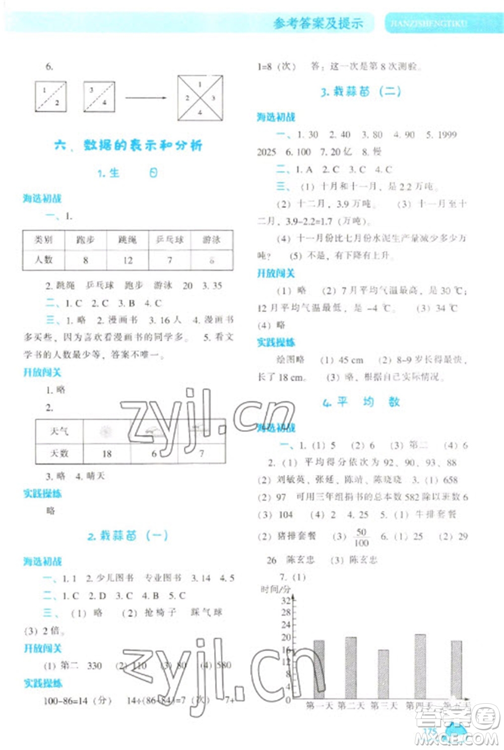 遼寧教育出版社2023尖子生題庫四年級下冊數(shù)學(xué)北師大版參考答案