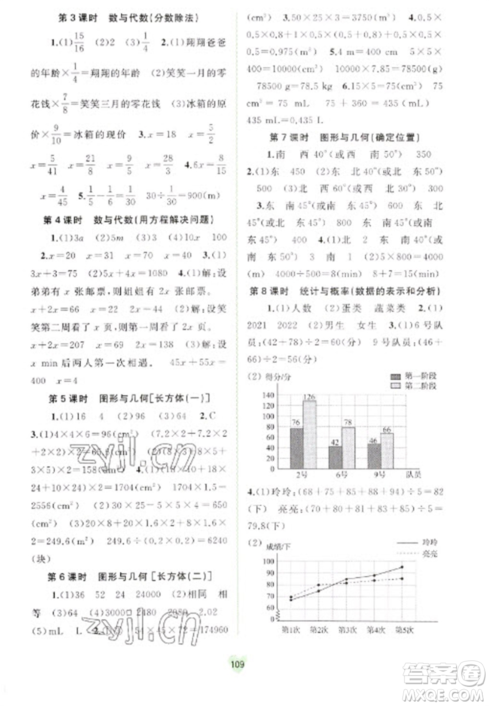 廣西教育出版社2023新課程學(xué)習(xí)與測(cè)評(píng)同步學(xué)習(xí)五年級(jí)下冊(cè)數(shù)學(xué)北師大版參考答案