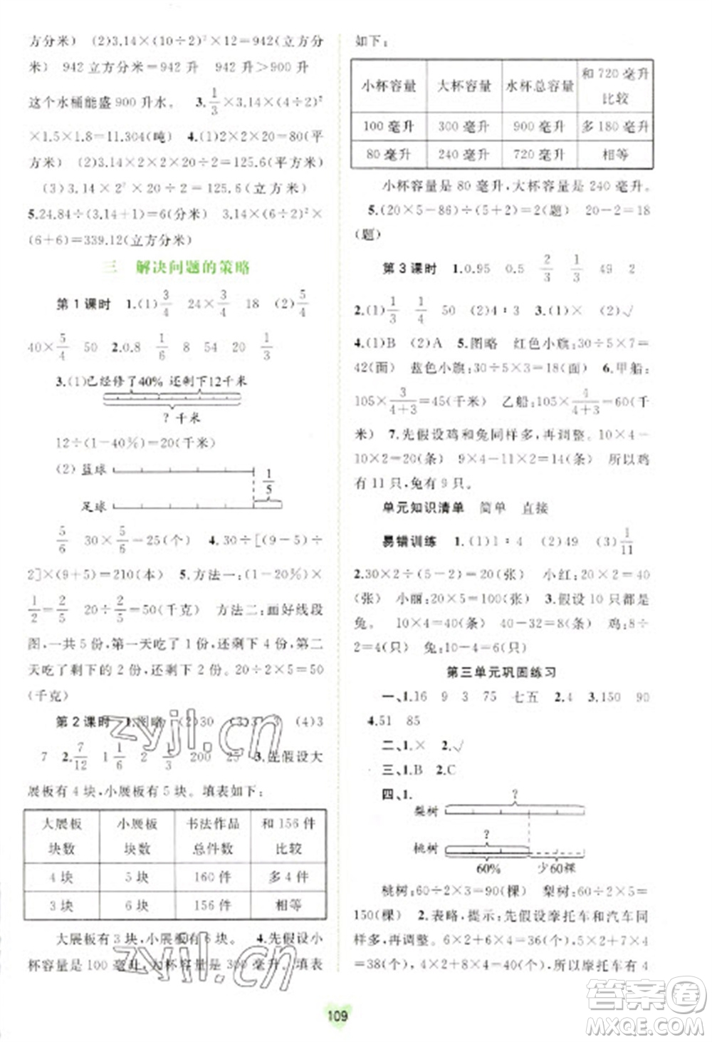 廣西教育出版社2023新課程學(xué)習(xí)與測評同步學(xué)習(xí)六年級下冊數(shù)學(xué)蘇教版參考答案