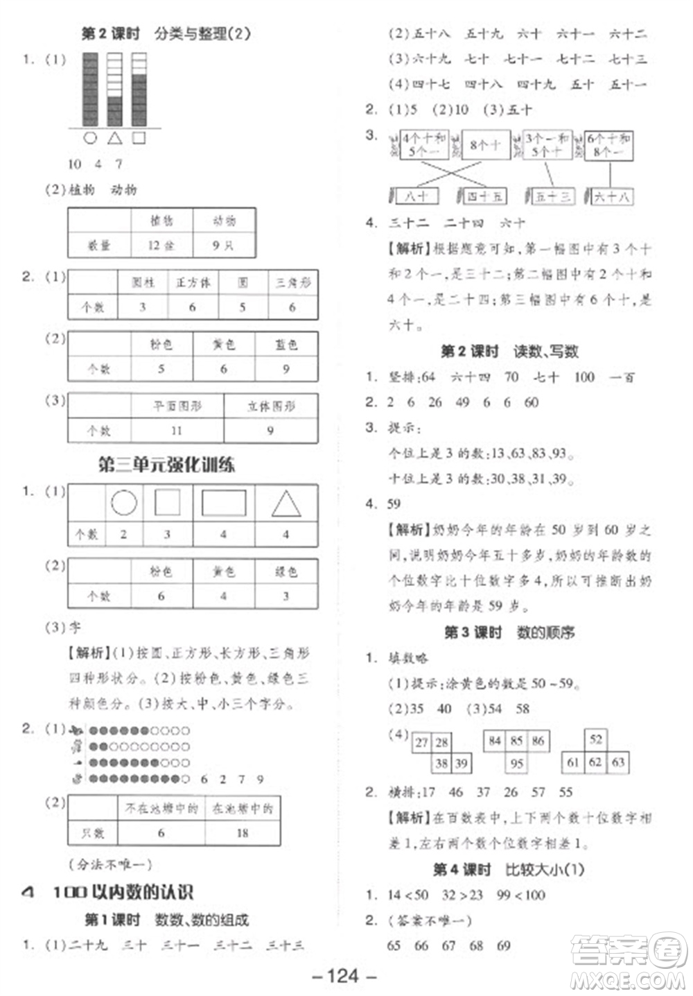 開明出版社2023全品學練考一年級下冊數(shù)學人教版參考答案