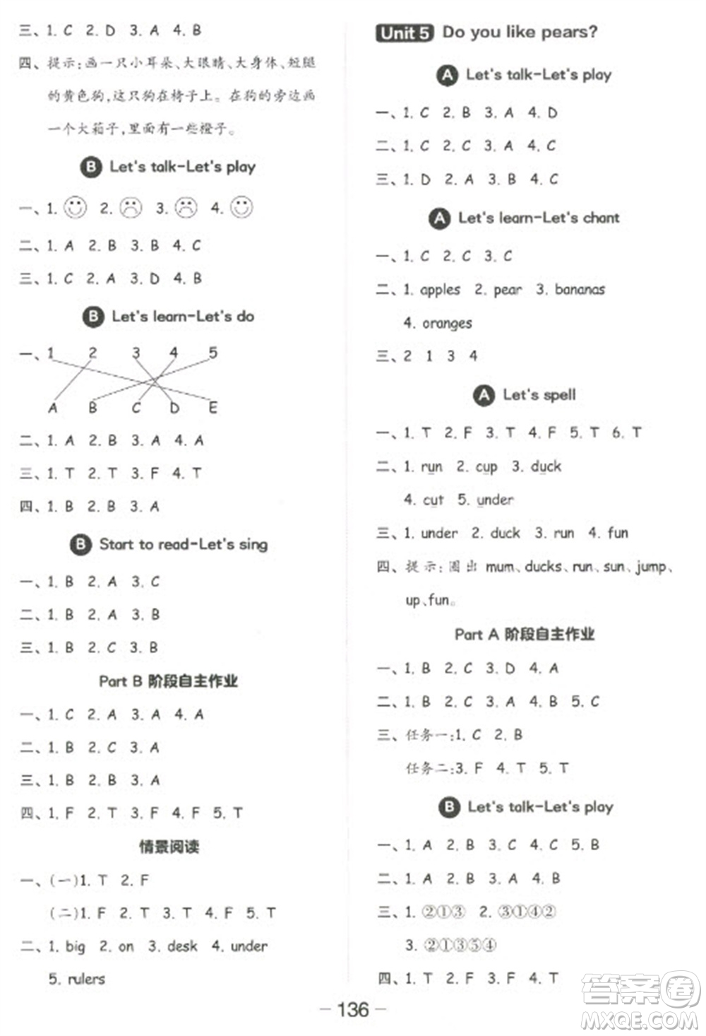 開明出版社2023全品學(xué)練考三年級下冊英語人教PEP版參考答案