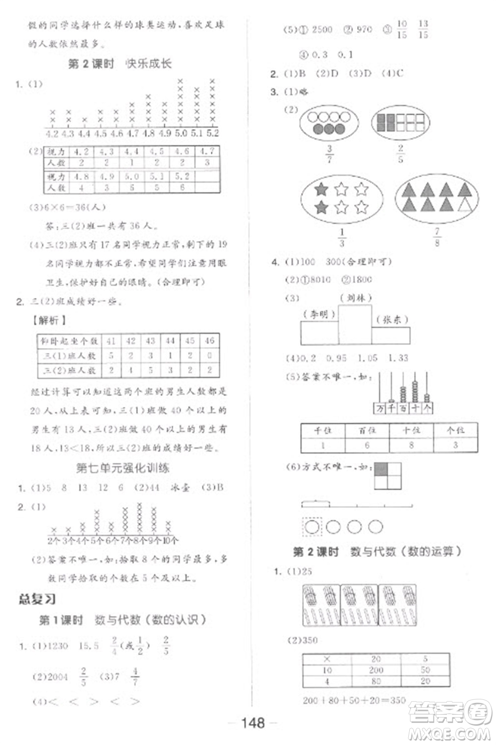 開明出版社2023全品學(xué)練考三年級下冊數(shù)學(xué)北師大版參考答案