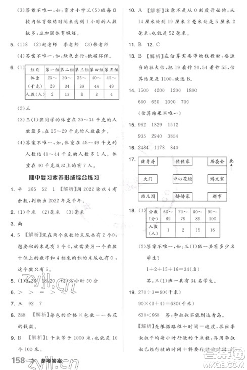 開明出版社2023全品學(xué)練考三年級(jí)下冊(cè)數(shù)學(xué)冀教版參考答案