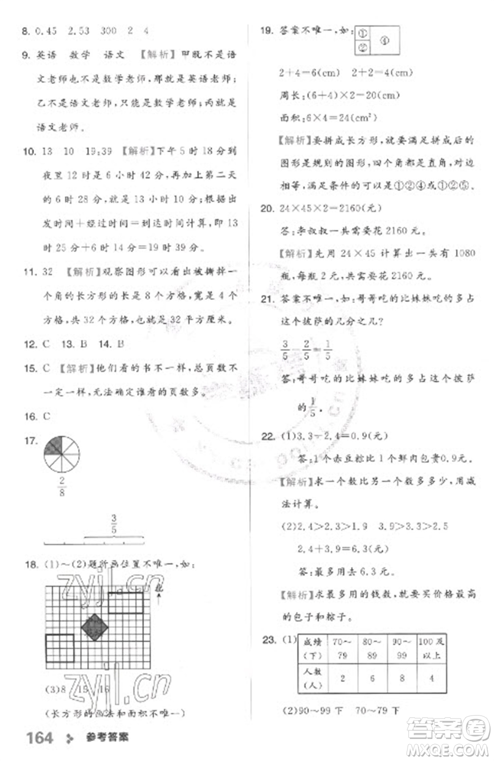 開明出版社2023全品學(xué)練考三年級(jí)下冊(cè)數(shù)學(xué)冀教版參考答案