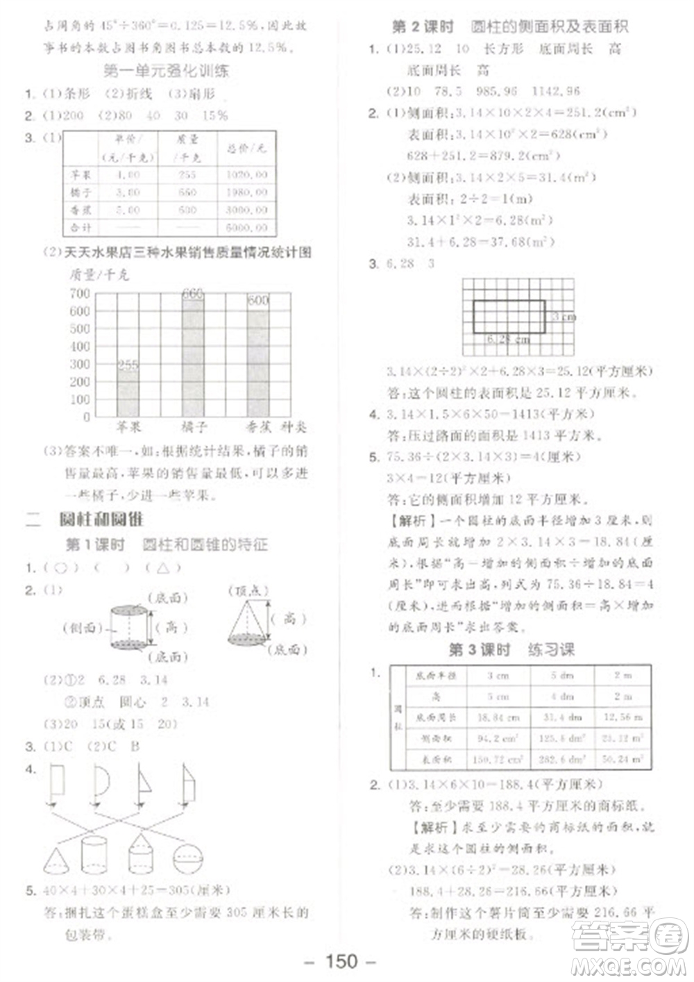 開明出版社2023全品學練考六年級下冊數(shù)學蘇教版參考答案