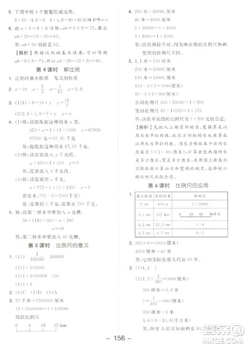 開明出版社2023全品學練考六年級下冊數(shù)學蘇教版參考答案