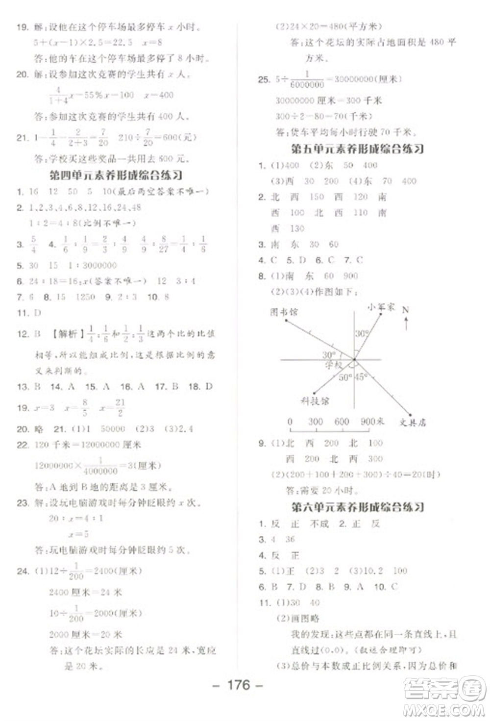 開明出版社2023全品學練考六年級下冊數(shù)學蘇教版參考答案