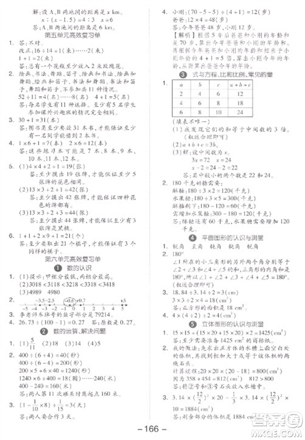 開(kāi)明出版社2023全品學(xué)練考六年級(jí)下冊(cè)數(shù)學(xué)人教版參考答案