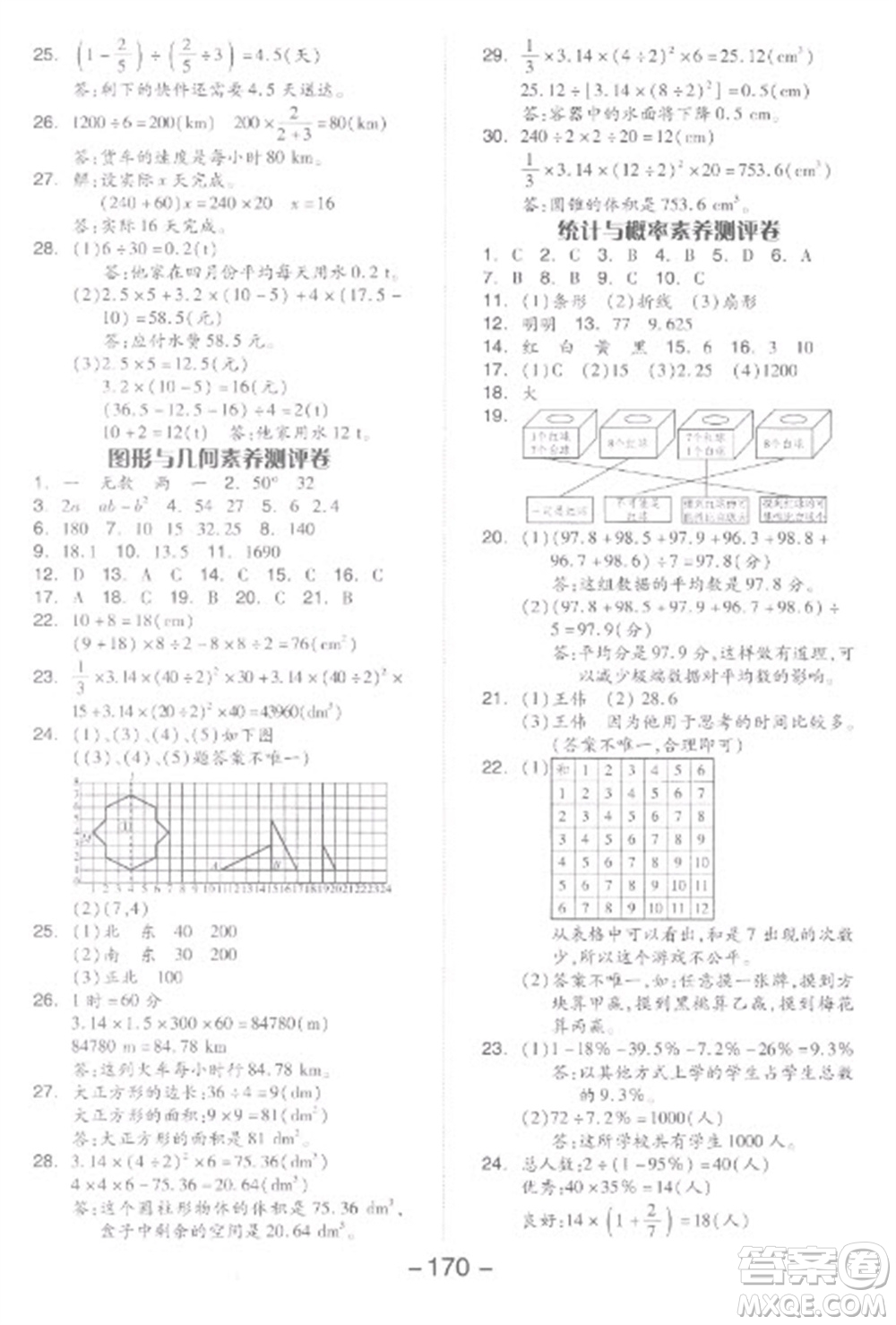 開(kāi)明出版社2023全品學(xué)練考六年級(jí)下冊(cè)數(shù)學(xué)人教版參考答案