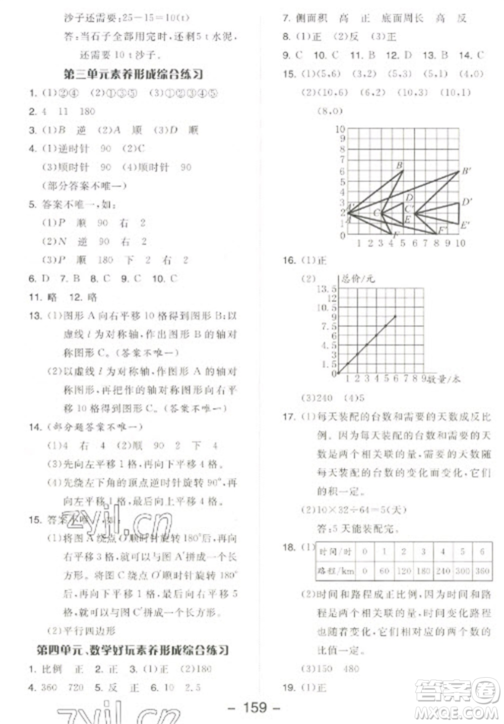 開(kāi)明出版社2023全品學(xué)練考六年級(jí)下冊(cè)數(shù)學(xué)北師大版參考答案