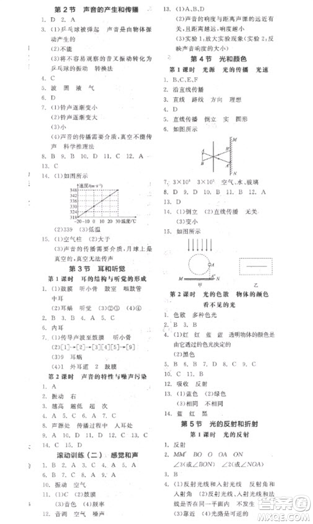 延邊教育出版社2023全品學(xué)練考七年級下冊科學(xué)浙教版參考答案