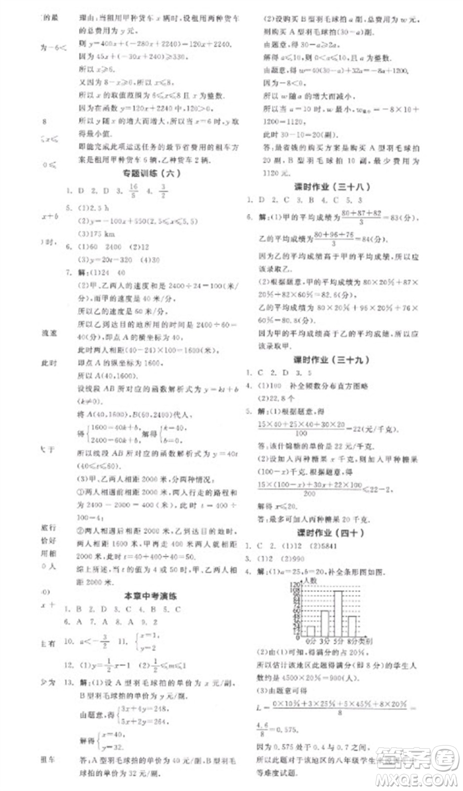 陽(yáng)光出版社2023全品學(xué)練考八年級(jí)下冊(cè)數(shù)學(xué)人教版參考答案