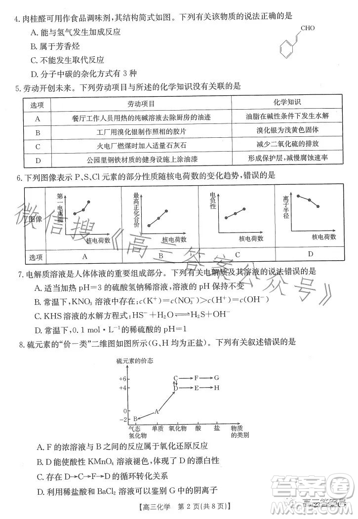 2023廣東金太陽2月聯(lián)考23272C高三化學試卷答案