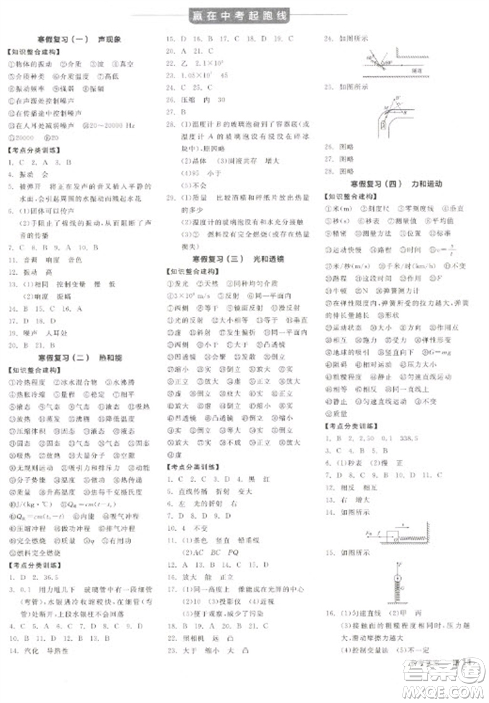 天津人民出版社2023全品學練考九年級下冊物理蘇科版徐州專版參考答案