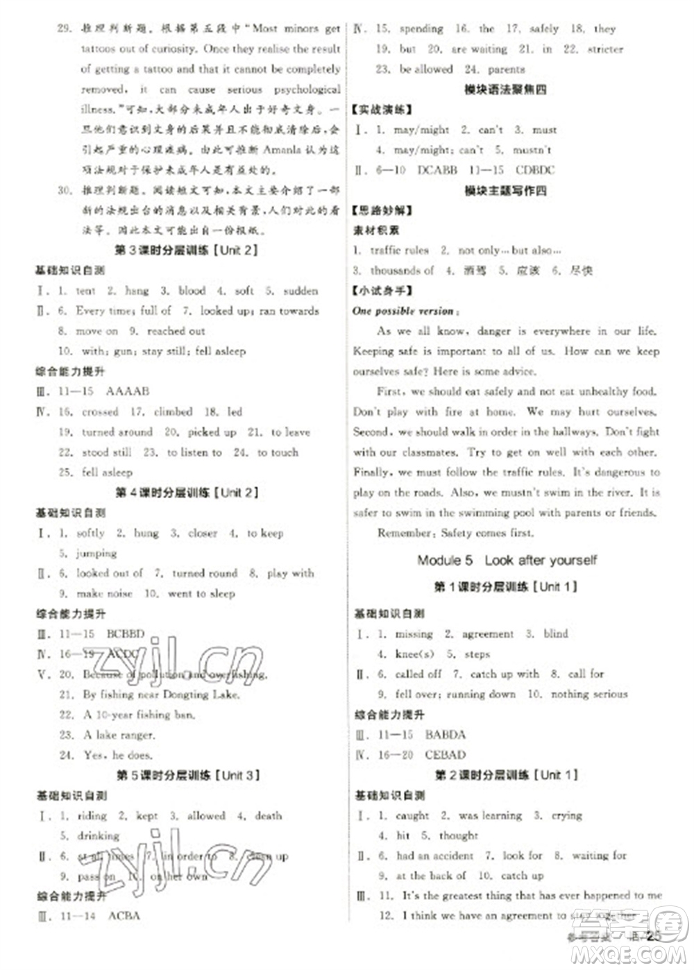 陽光出版社2023全品學(xué)練考九年級(jí)下冊(cè)英語外研版參考答案