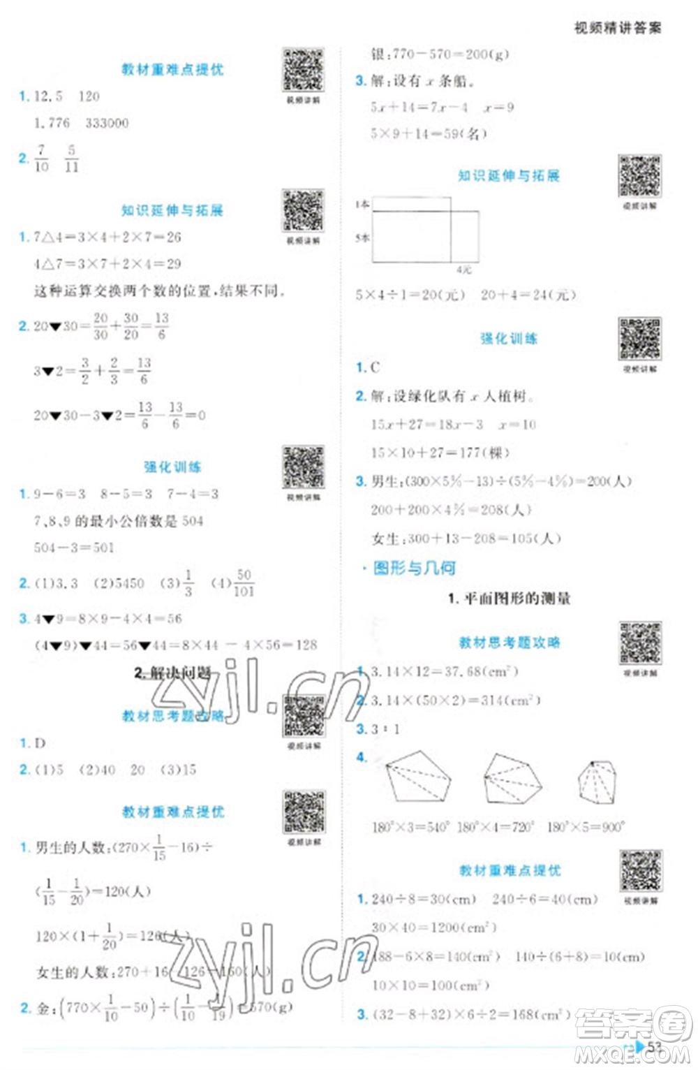 江西教育出版社2023陽光同學(xué)課時(shí)優(yōu)化作業(yè)六年級數(shù)學(xué)下冊人教版參考答案