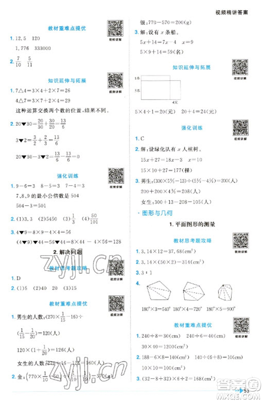 福建少年兒童出版社2023陽光同學(xué)課時(shí)優(yōu)化作業(yè)六年級數(shù)學(xué)下冊人教版福建專版參考答案