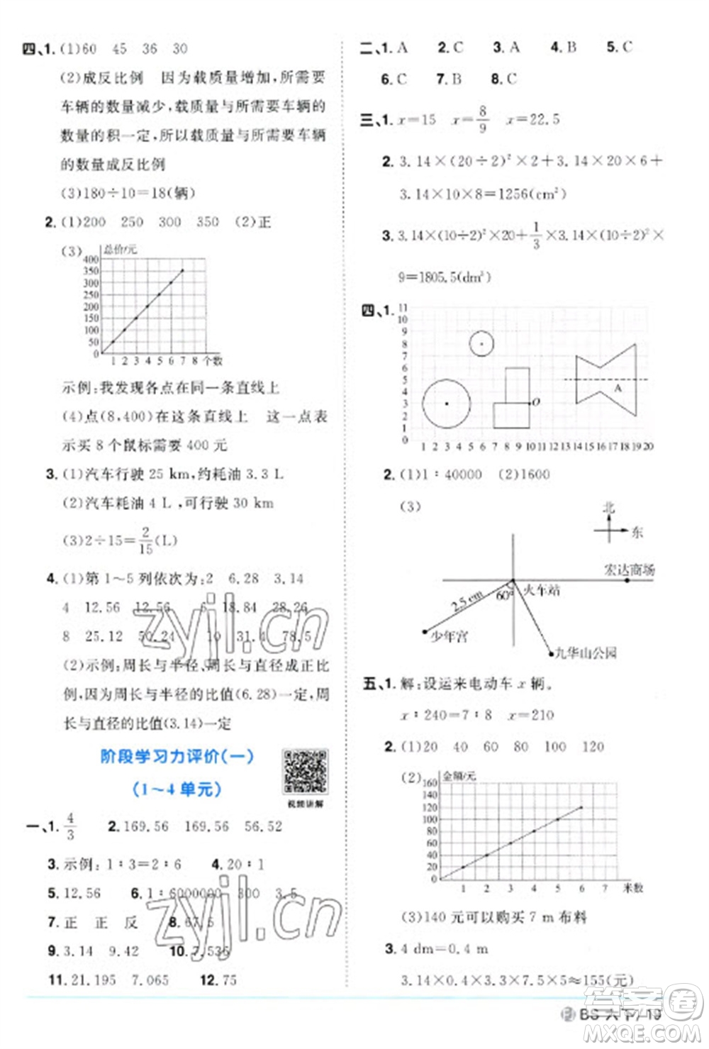 江西教育出版社2023陽光同學(xué)課時優(yōu)化作業(yè)六年級數(shù)學(xué)下冊北師大版福建專版參考答案