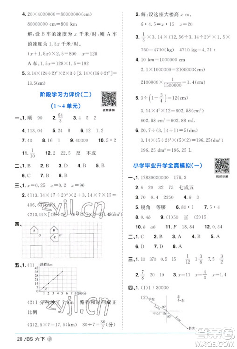 江西教育出版社2023陽光同學(xué)課時優(yōu)化作業(yè)六年級數(shù)學(xué)下冊北師大版福建專版參考答案