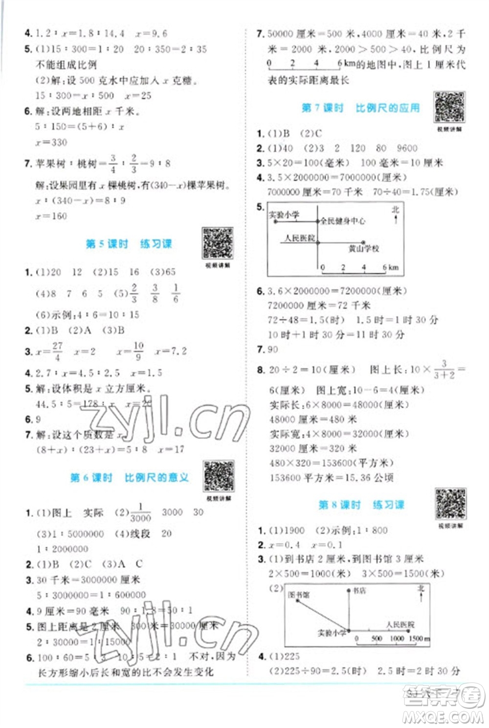 江西教育出版社2023陽光同學(xué)課時優(yōu)化作業(yè)六年級數(shù)學(xué)下冊蘇教版參考答案