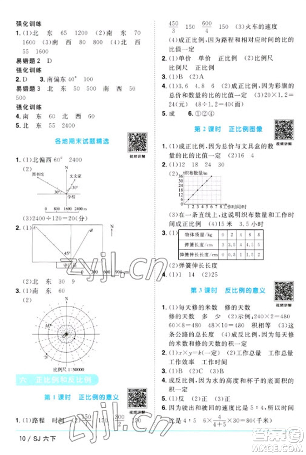 江西教育出版社2023陽光同學(xué)課時優(yōu)化作業(yè)六年級數(shù)學(xué)下冊蘇教版參考答案