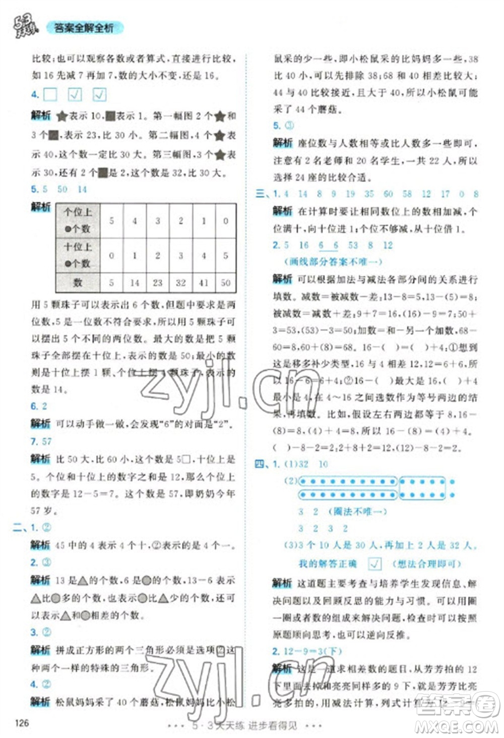 教育科學(xué)出版社2023春季53天天練一年級(jí)數(shù)學(xué)下冊(cè)人教版參考答案