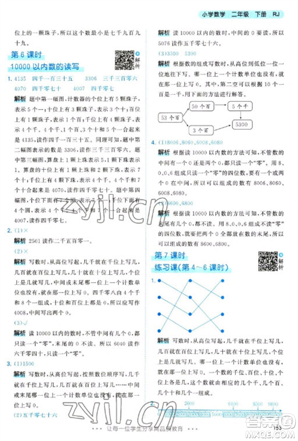 教育科學(xué)出版社2023春季53天天練二年級數(shù)學(xué)下冊人教版參考答案