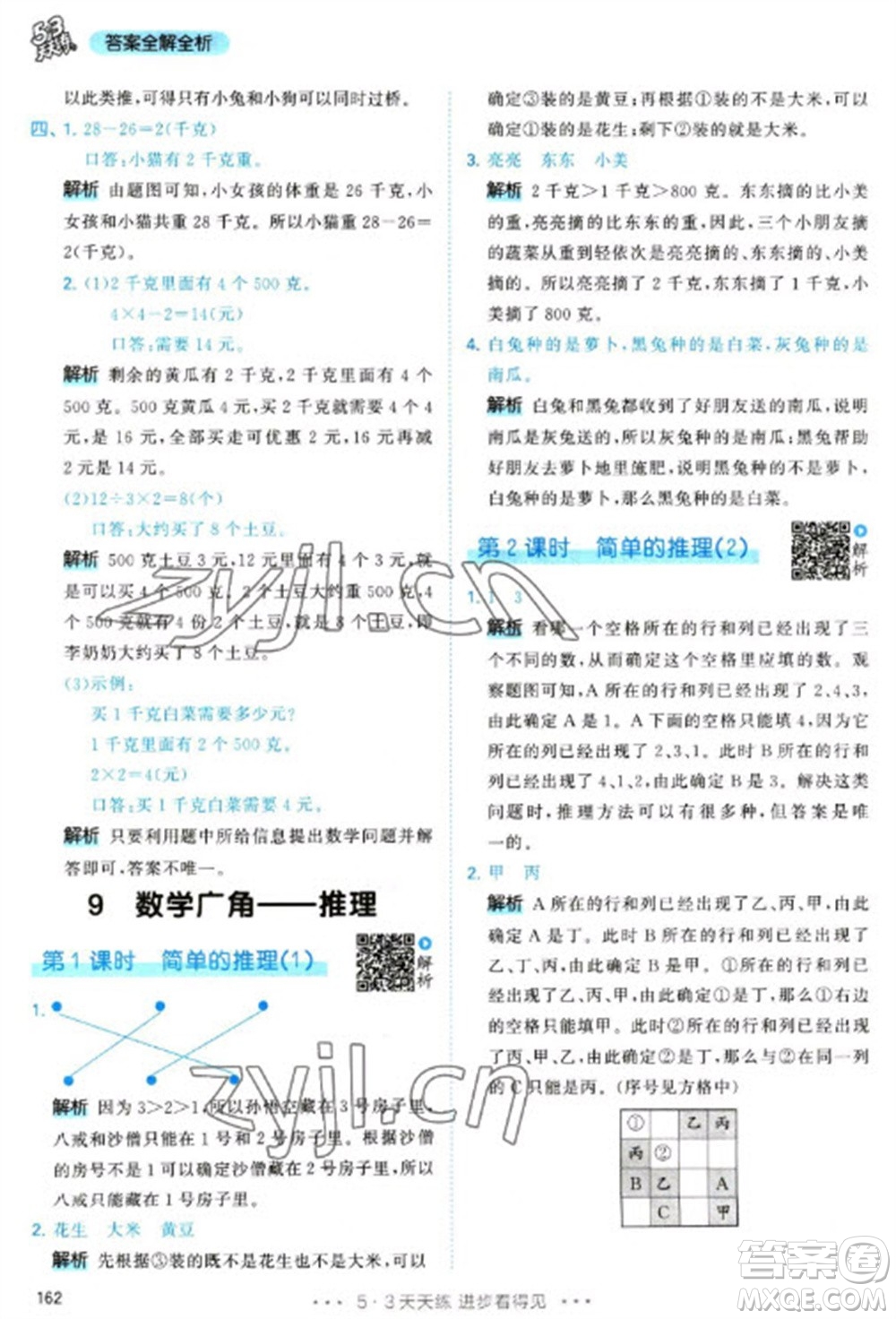 教育科學(xué)出版社2023春季53天天練二年級數(shù)學(xué)下冊人教版參考答案