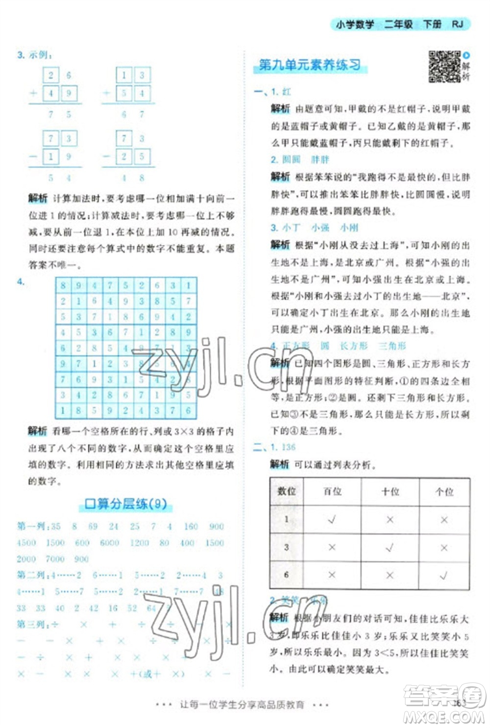 教育科學(xué)出版社2023春季53天天練二年級數(shù)學(xué)下冊人教版參考答案