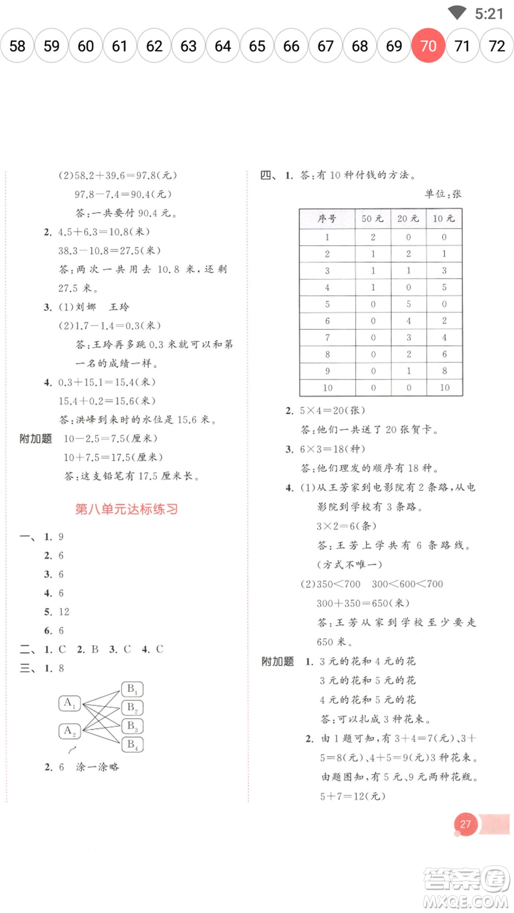 教育科學出版社2023春季53天天練三年級數(shù)學下冊人教版參考答案