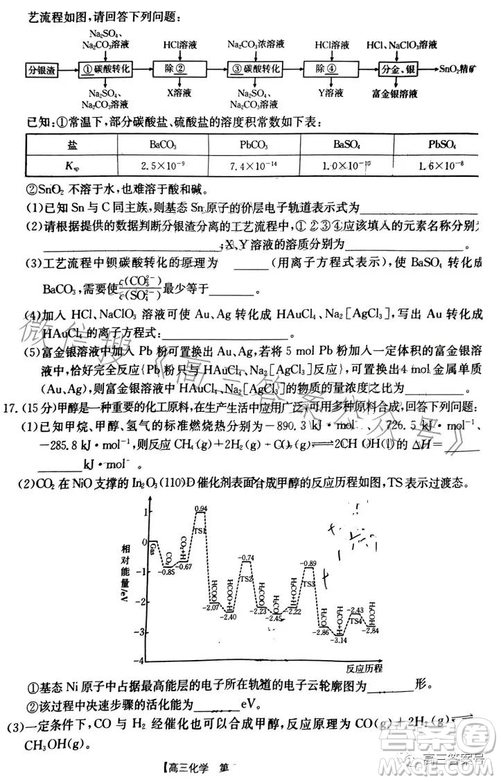 2023河北金太陽高三聯(lián)考23302C化學(xué)試卷答案