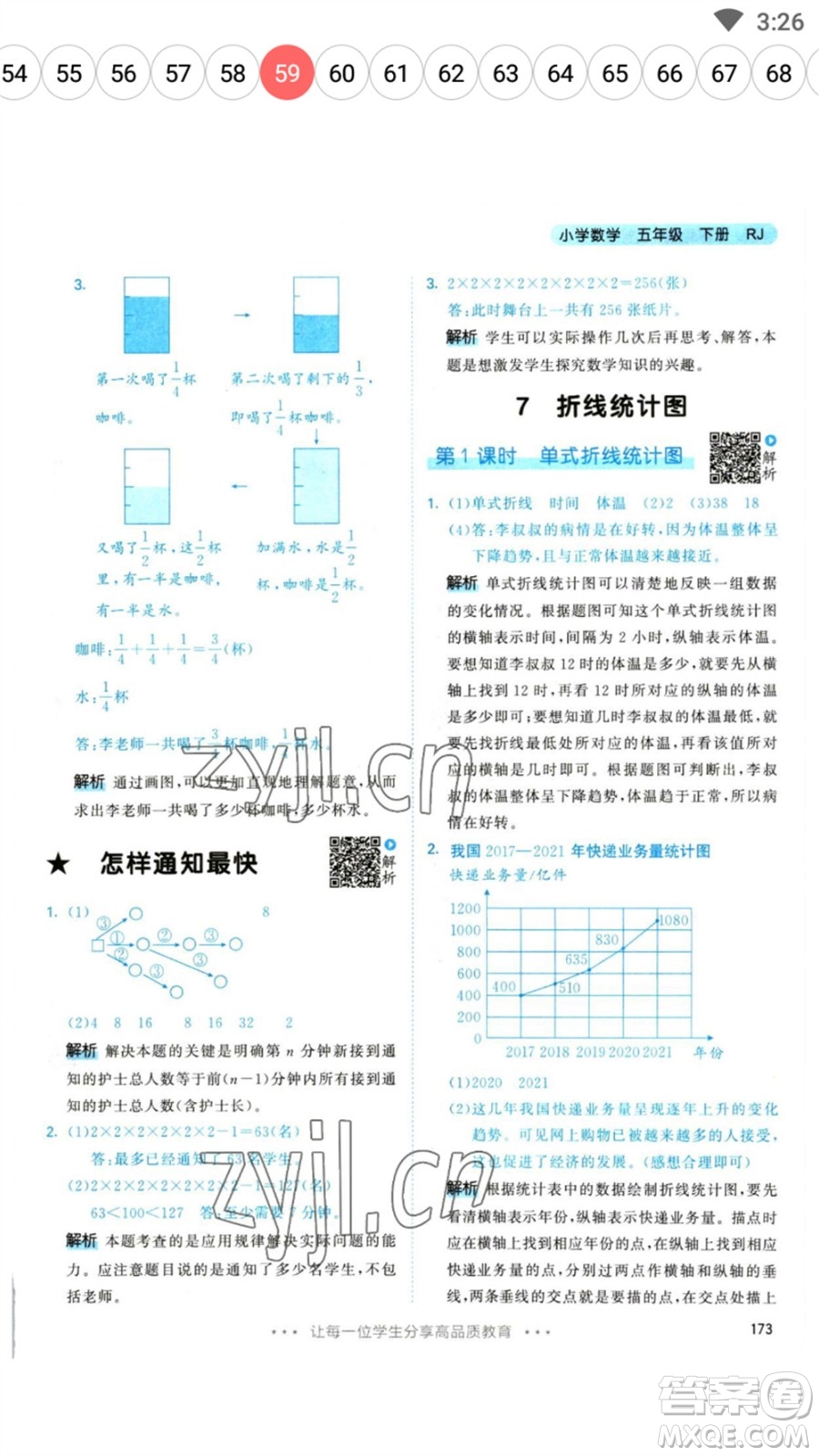 教育科學(xué)出版社2023春季53天天練五年級(jí)數(shù)學(xué)下冊(cè)人教版參考答案