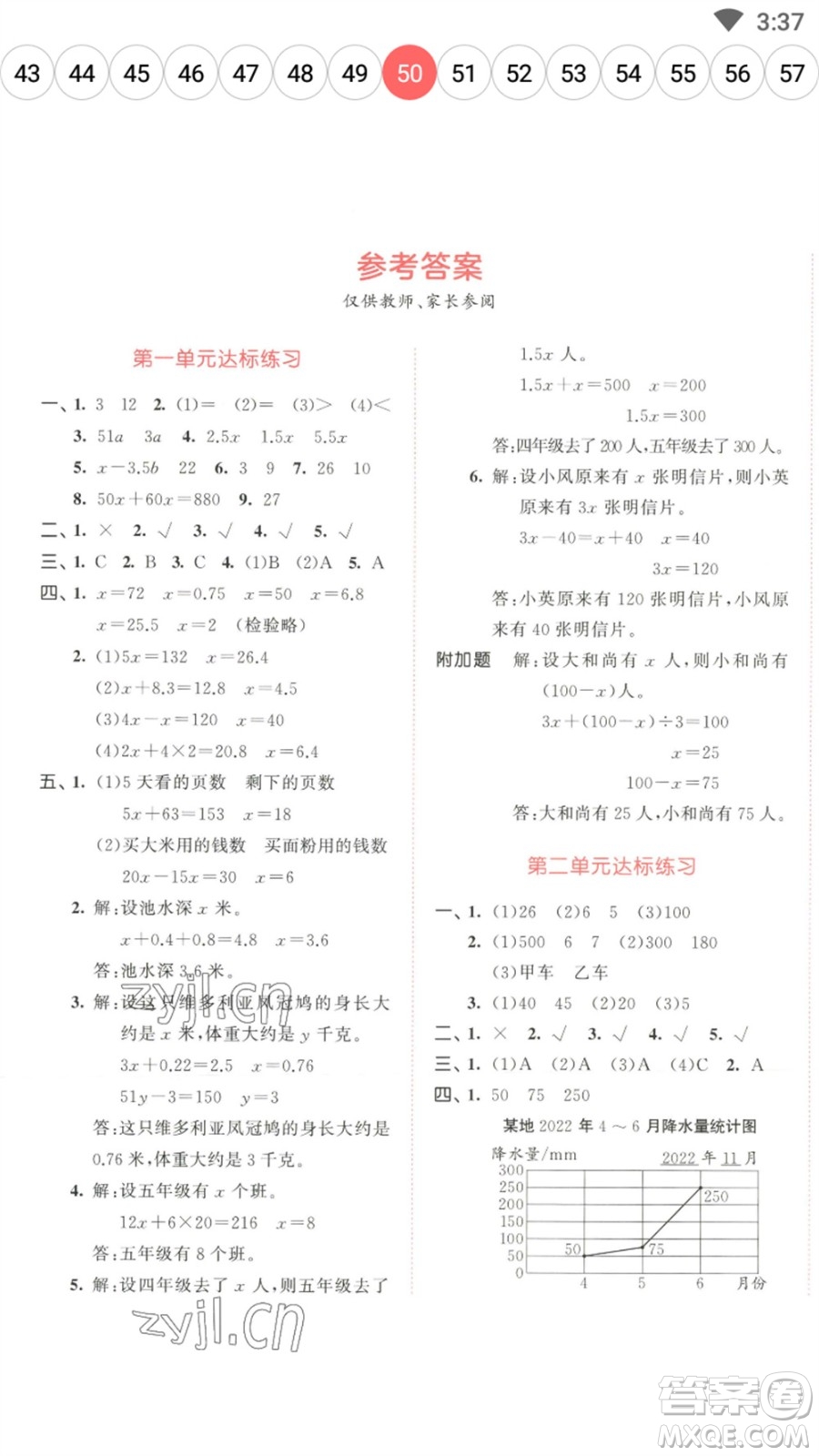 教育科學(xué)出版社2023春季53天天練五年級(jí)數(shù)學(xué)下冊(cè)蘇教版參考答案