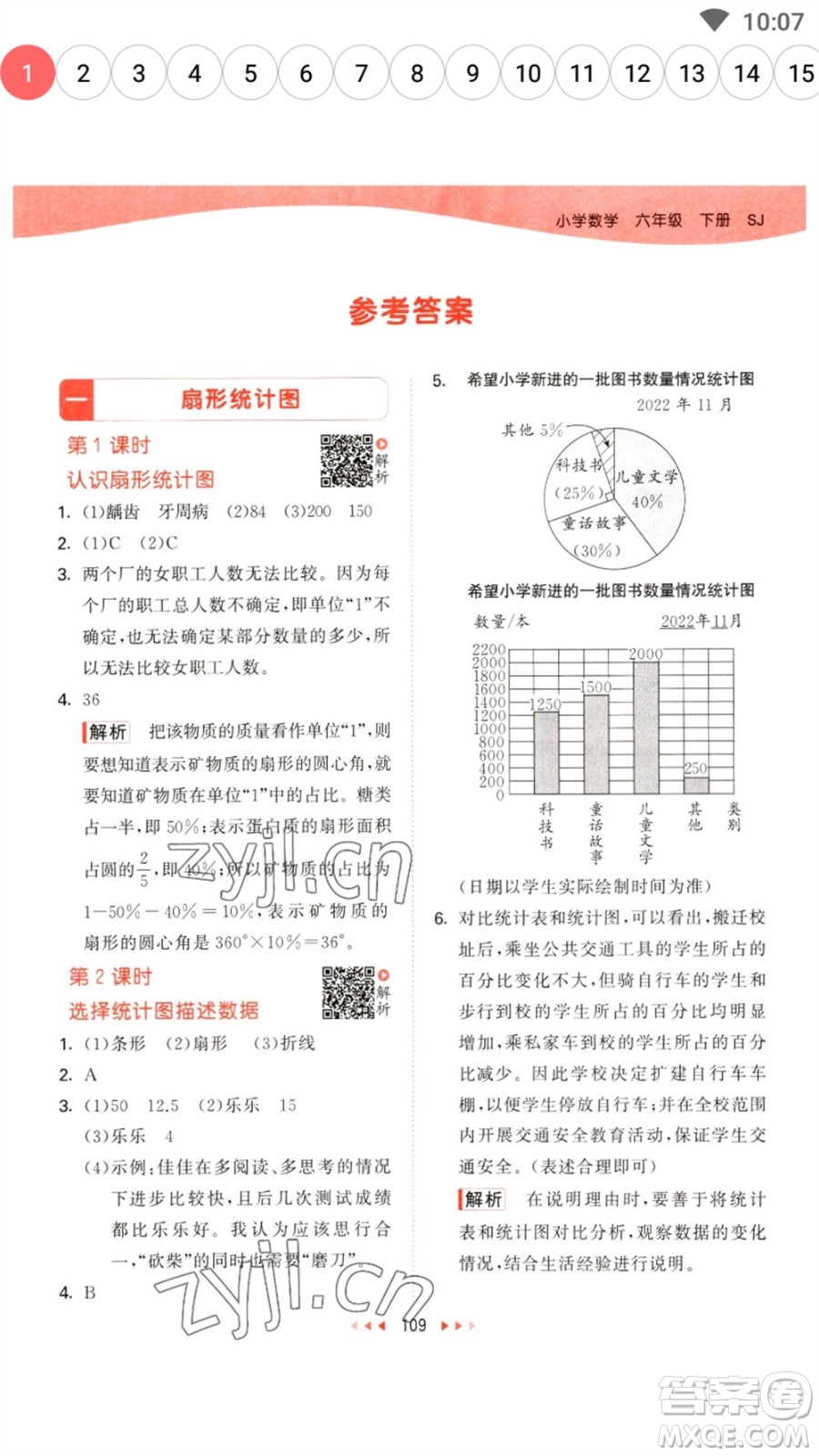 教育科學(xué)出版社2023春季53天天練六年級(jí)數(shù)學(xué)下冊(cè)蘇教版參考答案