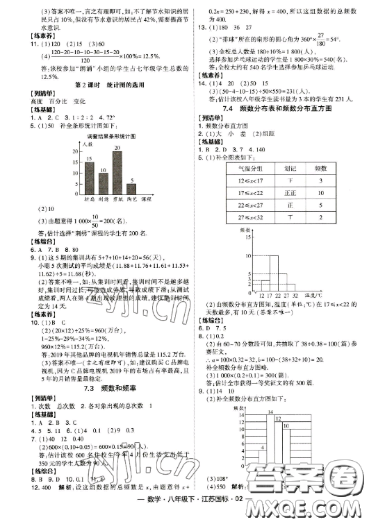 寧夏人民教育出版社2023經(jīng)綸學典課時作業(yè)八年級下冊數(shù)學江蘇國標版答案