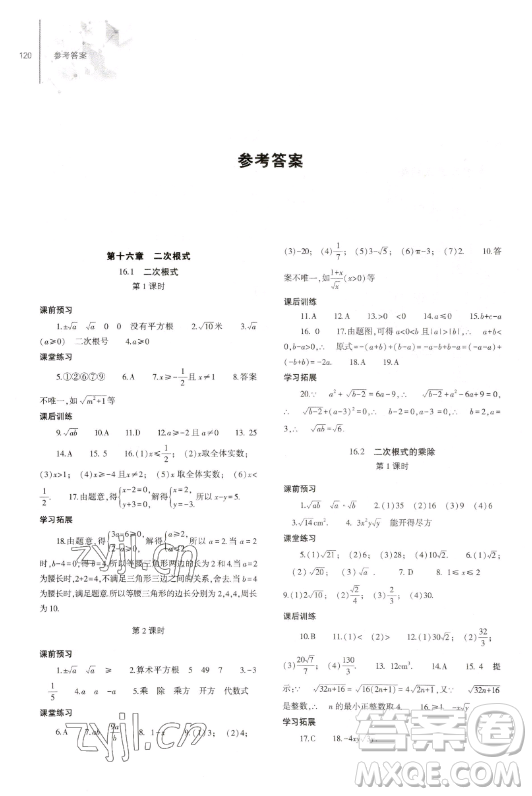 大象出版社2023初中同步練習(xí)冊(cè)八年級(jí)下冊(cè)數(shù)學(xué)人教版答案