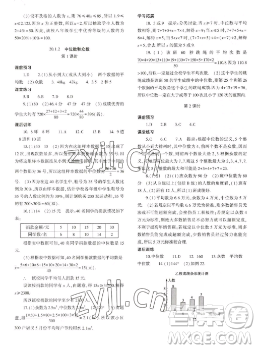 大象出版社2023初中同步練習(xí)冊(cè)八年級(jí)下冊(cè)數(shù)學(xué)人教版答案