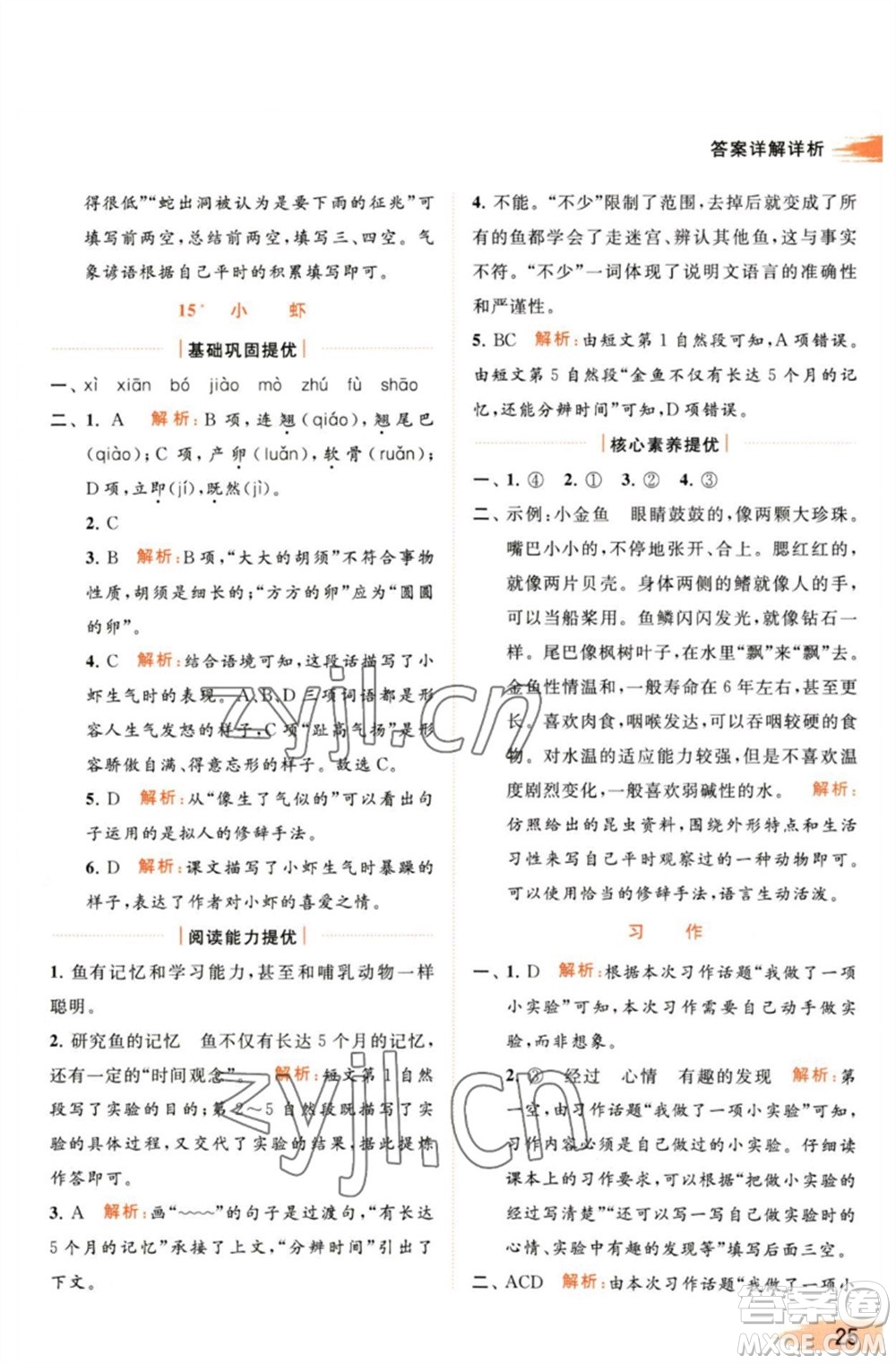 北京教育出版社2023亮點(diǎn)給力提優(yōu)班多維互動空間三年級語文下冊人教版參考答案