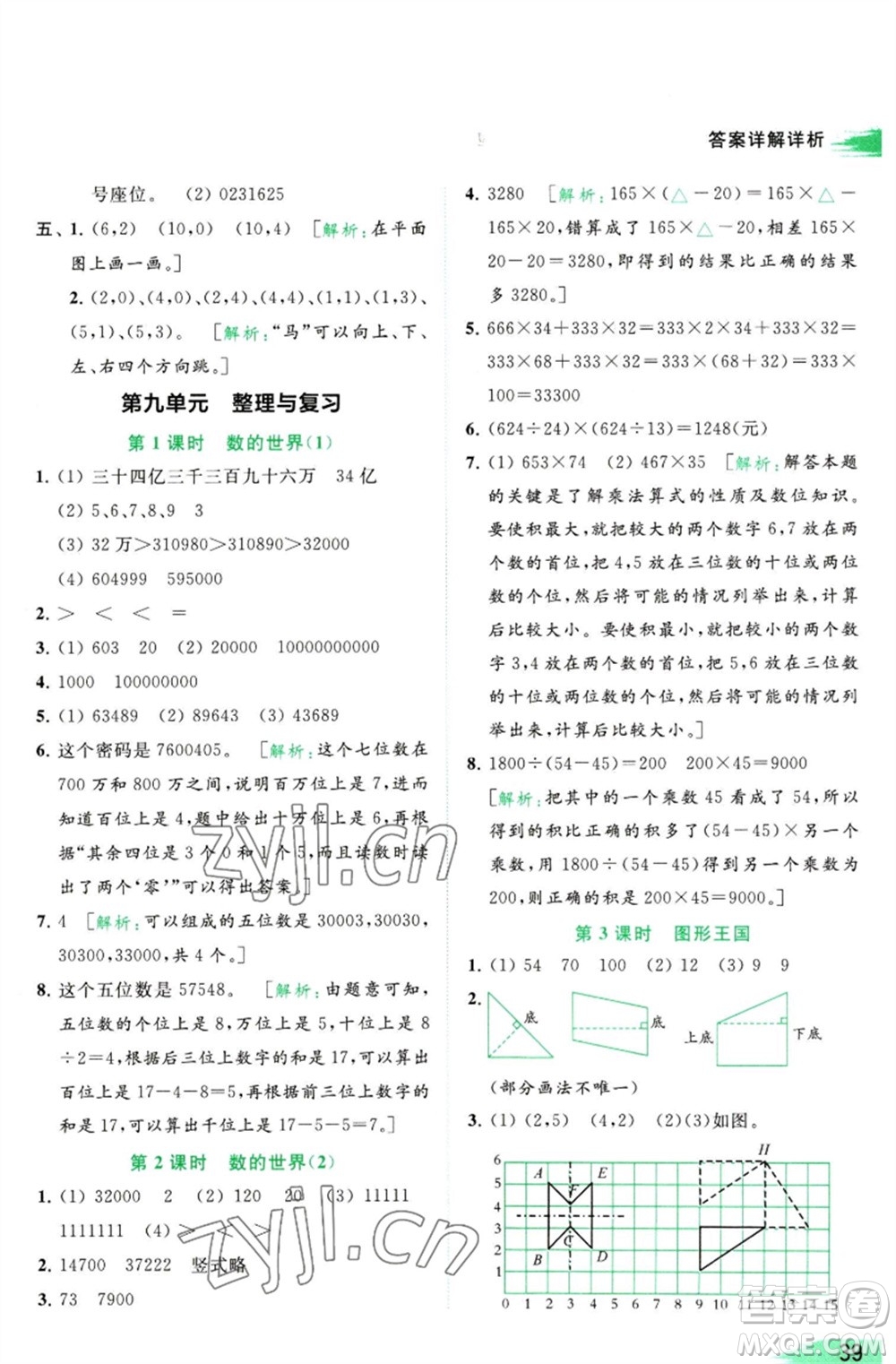 北京教育出版社2023亮點(diǎn)給力提優(yōu)班多維互動空間四年級數(shù)學(xué)下冊蘇教版參考答案