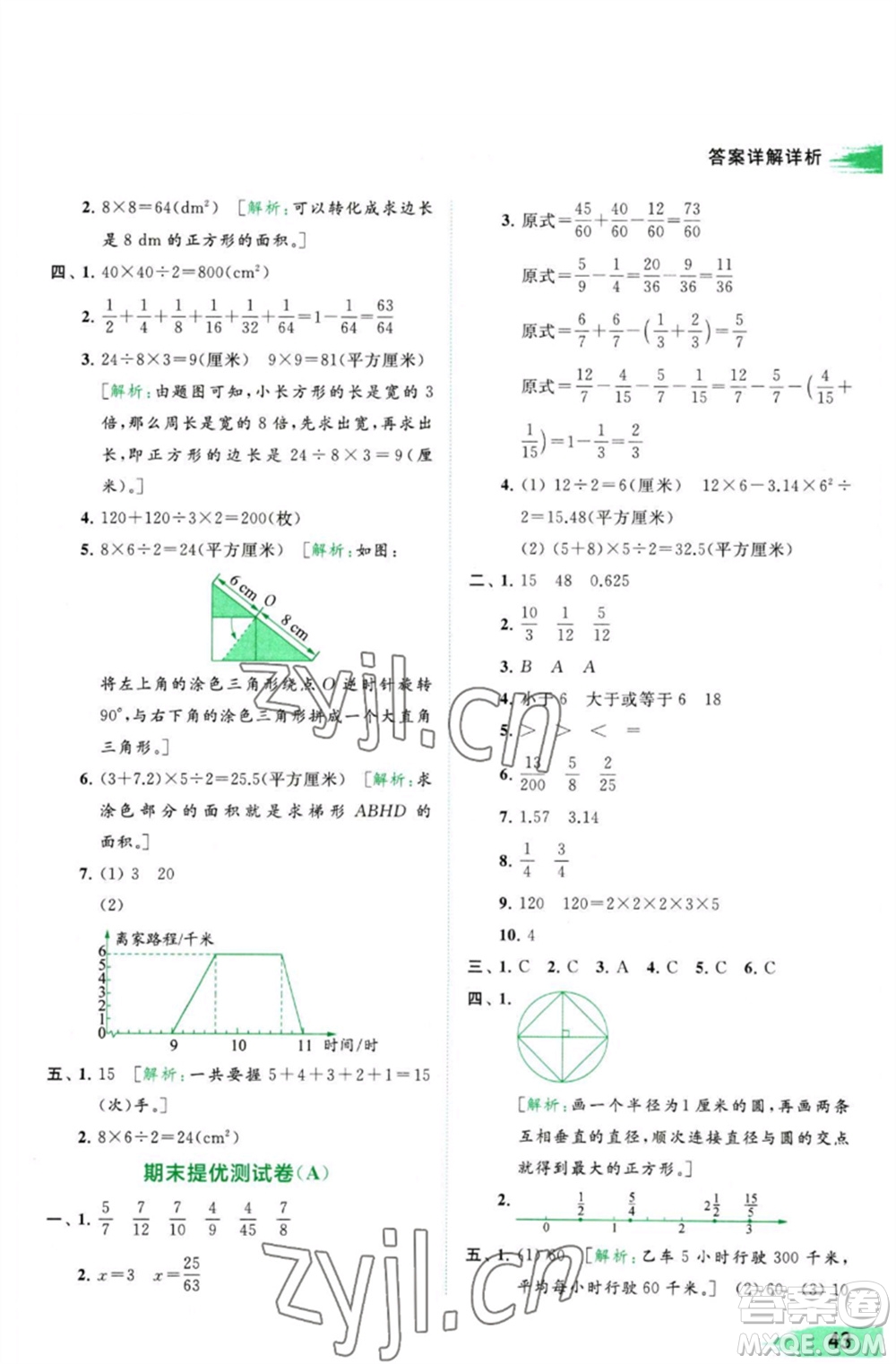 北京教育出版社2023亮點(diǎn)給力提優(yōu)班多維互動空間五年級數(shù)學(xué)下冊蘇教版參考答案