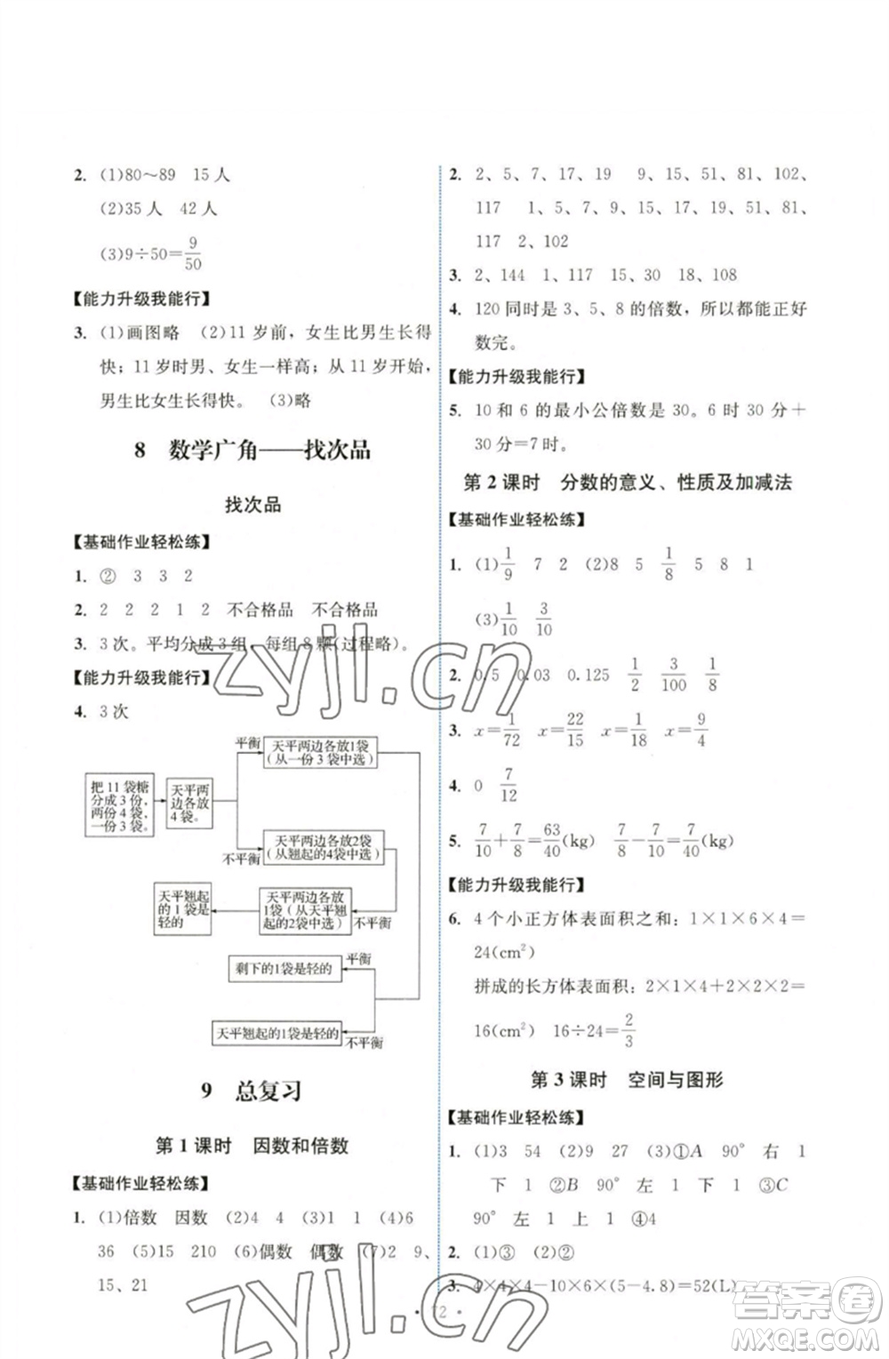 人民教育出版社2023能力培養(yǎng)與測試五年級(jí)數(shù)學(xué)下冊人教版湖南專版參考答案