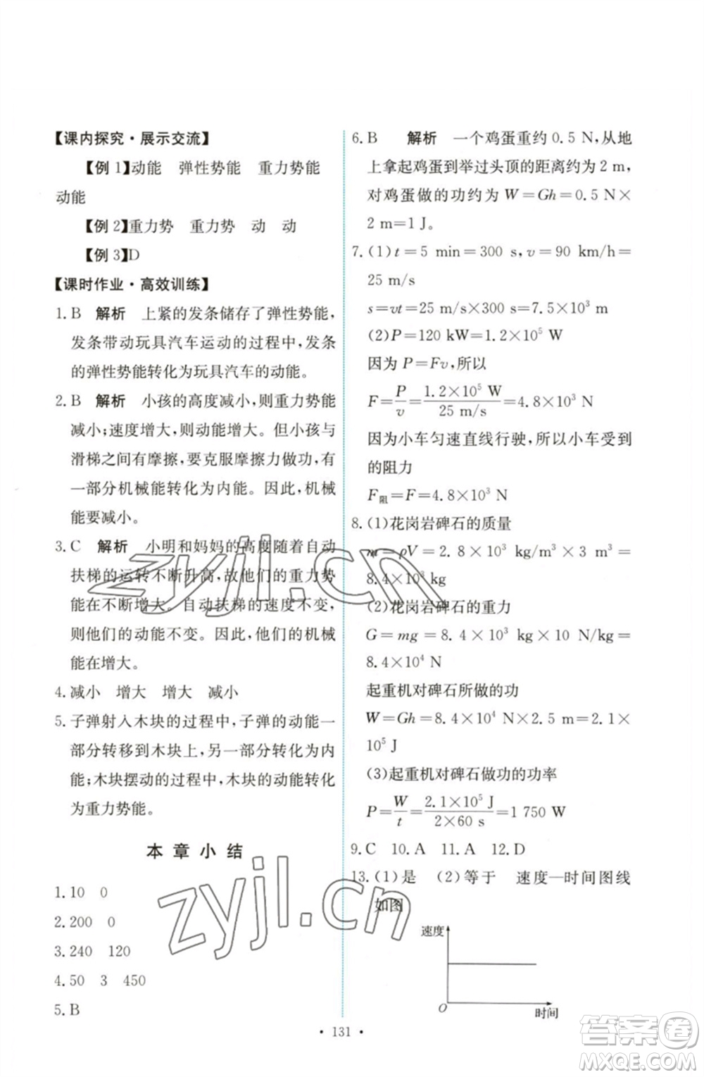 人民教育出版社2023能力培養(yǎng)與測試八年級物理下冊人教版參考答案