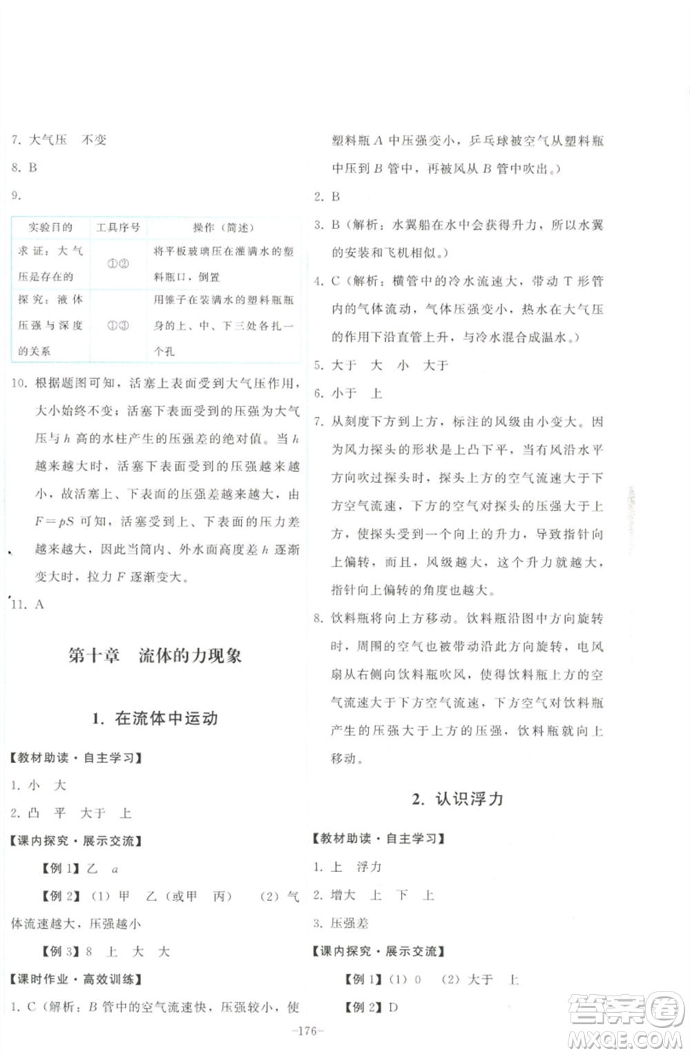 教育科學(xué)出版社2023能力培養(yǎng)與測(cè)試八年級(jí)物理下冊(cè)教科版參考答案