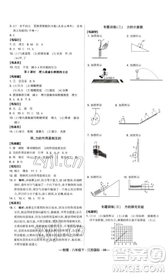 寧夏人民教育出版社2023經(jīng)綸學(xué)典課時(shí)作業(yè)八年級(jí)下冊(cè)物理江蘇國(guó)標(biāo)版答案