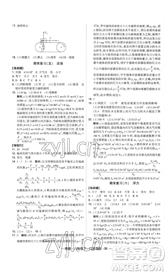 寧夏人民教育出版社2023經(jīng)綸學(xué)典課時(shí)作業(yè)八年級(jí)下冊(cè)物理江蘇國(guó)標(biāo)版答案