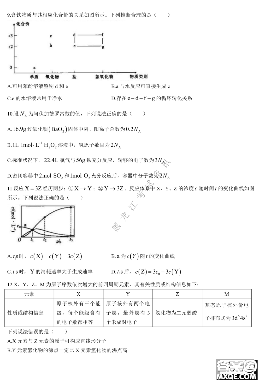 大慶市2023屆高三年級(jí)第一次教學(xué)質(zhì)量監(jiān)測(cè)化學(xué)試卷答案