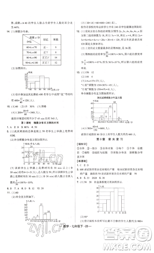 河海大學(xué)出版社2023經(jīng)綸學(xué)典課時作業(yè)七年級下冊數(shù)學(xué)人教版答案