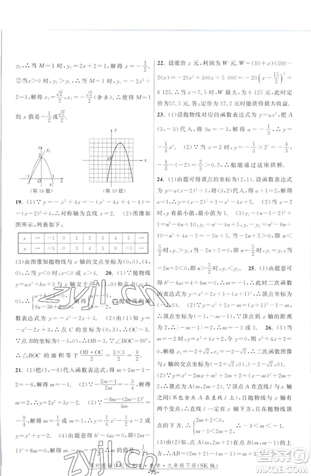 江蘇人民出版社2023課時(shí)提優(yōu)計(jì)劃作業(yè)本九年級數(shù)學(xué)下冊蘇科版參考答案