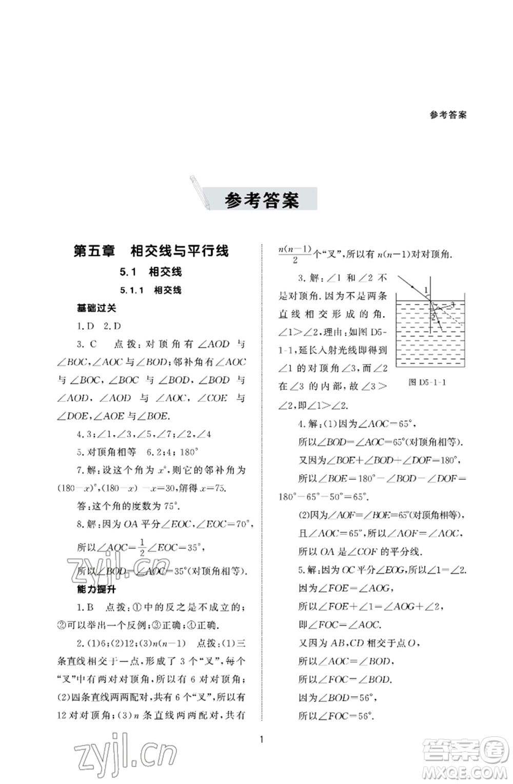 北京師范大學(xué)出版社2023數(shù)學(xué)配套綜合練習(xí)七年級(jí)下冊(cè)人教版參考答案